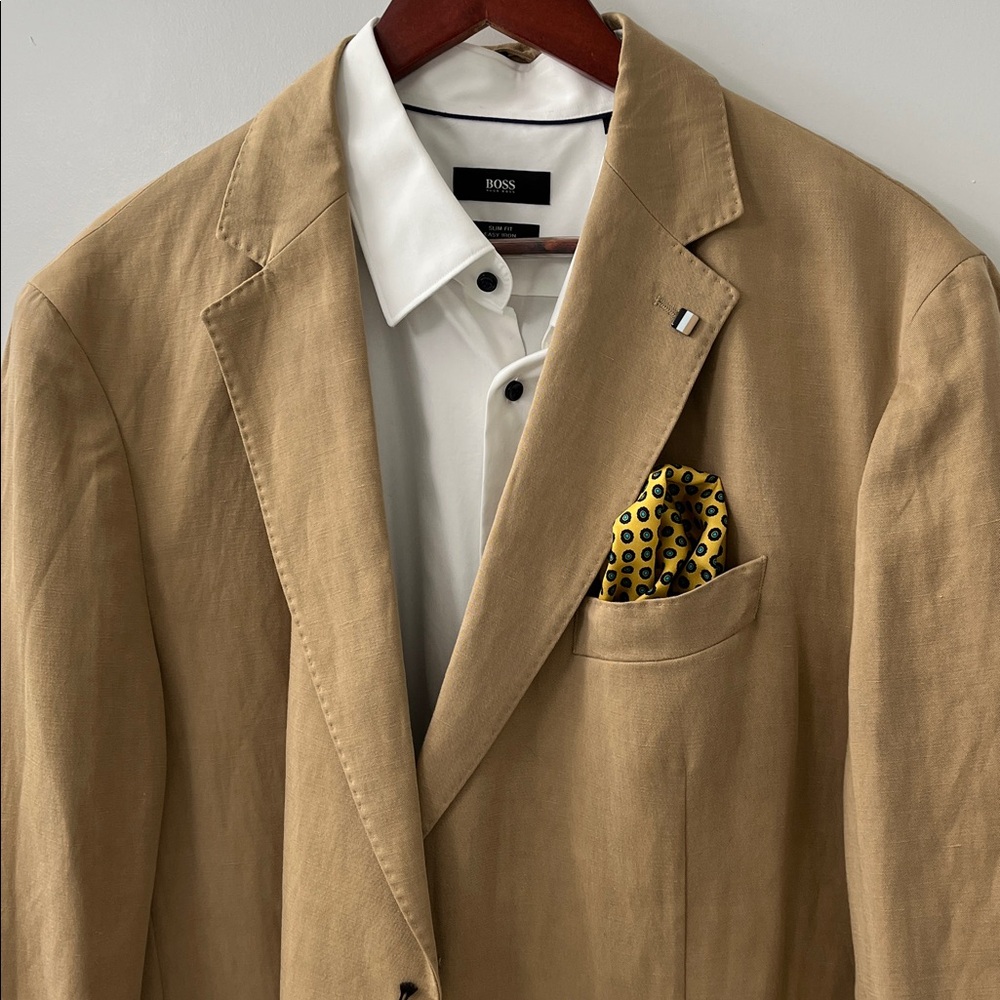 Hugo Boss Tan Blazer Size 48 US Linen - Picture 7 of 17